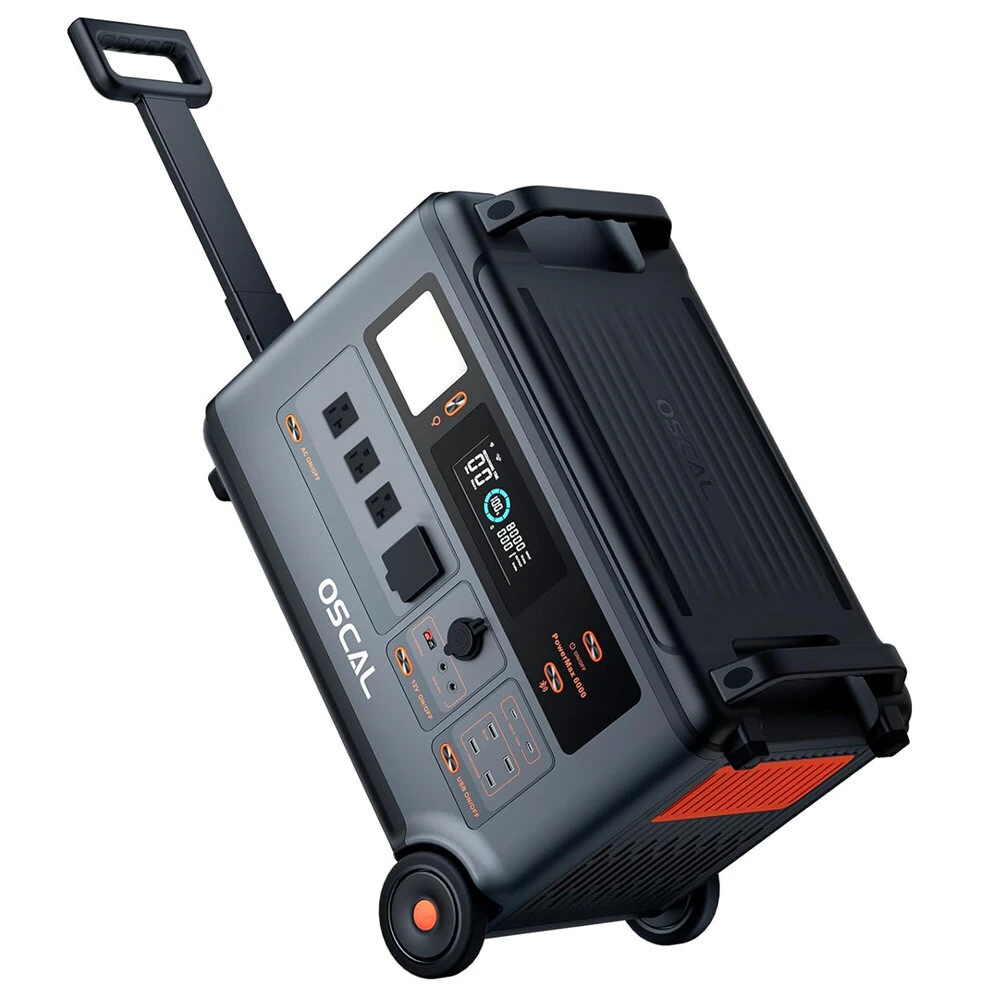 Blackview OSCAL PowerMax 6000 PM6000 3600Wh Portable Power Station with Blackview Oscal PM200 200W Foldable Solar Panel, LiFePO4 Solar Generator with AC Outlets,  for Home Use, Outdoor Camping, RV Trip