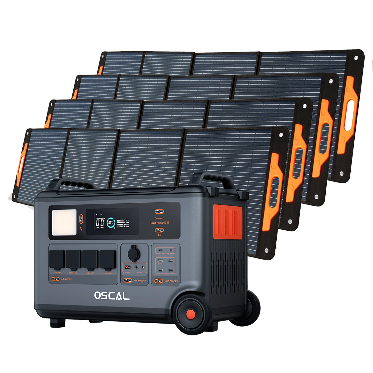 Blackview OSCAL PowerMax 6000 PM6000 3600Wh Portable Power Station with Blackview Oscal PM200 200W Foldable Solar Panel, LiFePO4 Solar Generator with AC Outlets,  for Home Use, Outdoor Camping, RV Trip