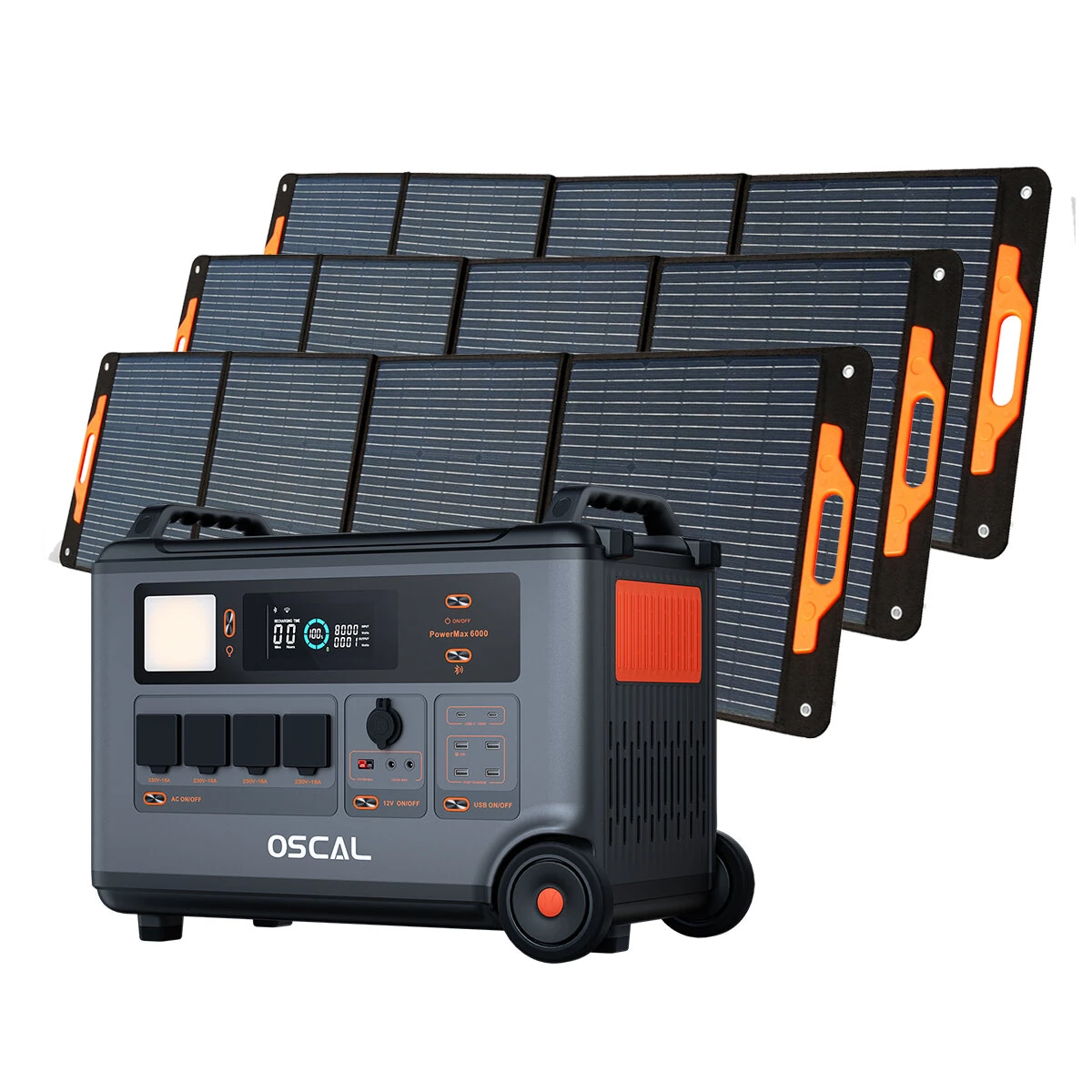 Blackview OSCAL PowerMax 6000 PM6000 3600Wh Portable Power Station with Blackview Oscal PM200 200W Foldable Solar Panel, LiFePO4 Solar Generator with AC Outlets,  for Home Use, Outdoor Camping, RV Trip