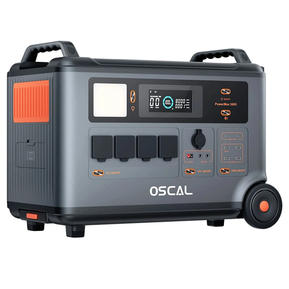 Blackview OSCAL PowerMax 6000 PM6000 3600Wh Portable Power Station with Blackview Oscal PM200 200W Foldable Solar Panel, LiFePO4 Solar Generator with AC Outlets,  for Home Use, Outdoor Camping, RV Trip