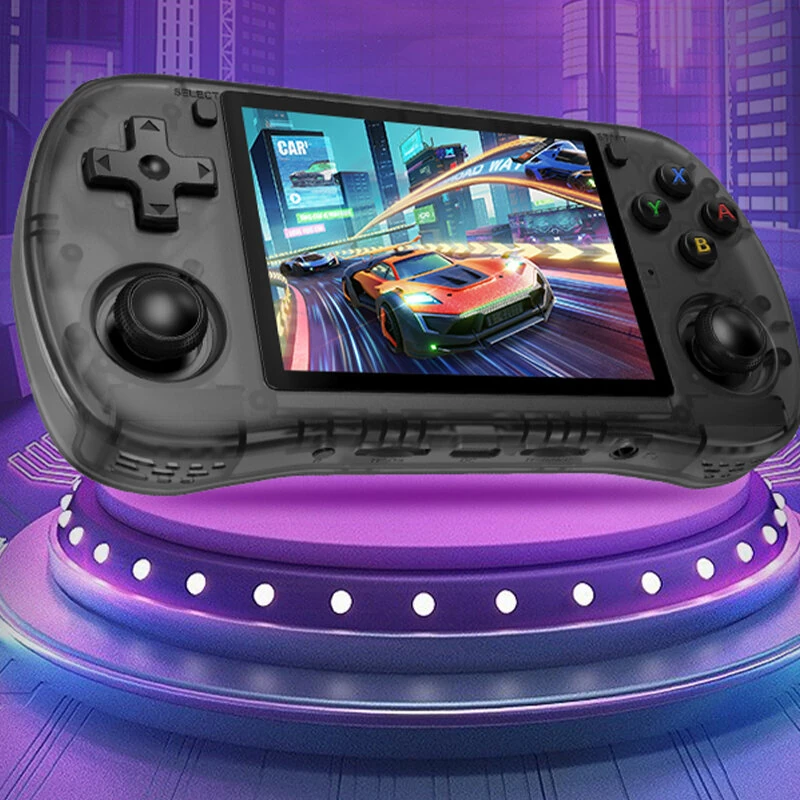 Powkiddy X35H 16+64G Handheld Game Console 3.5inch IPS Screen Retro Open Source Linux System RK3566 Quad-core 3000mAh Support HD TV Output Dual TF Card Slots 3.5mm Earphone Video Game Player Console with Hall Joystick