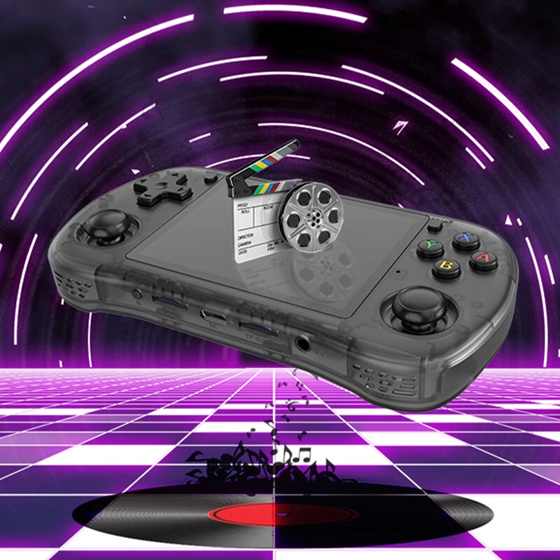 Powkiddy X35H 16+64G Handheld Game Console 3.5inch IPS Screen Retro Open Source Linux System RK3566 Quad-core 3000mAh Support HD TV Output Dual TF Card Slots 3.5mm Earphone Video Game Player Console with Hall Joystick