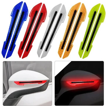 2pcs 3D Car Bumper Reflective Strips Car Rearview Mirror Stickers Safety Reflective Stickers Reflective Warning Stickers