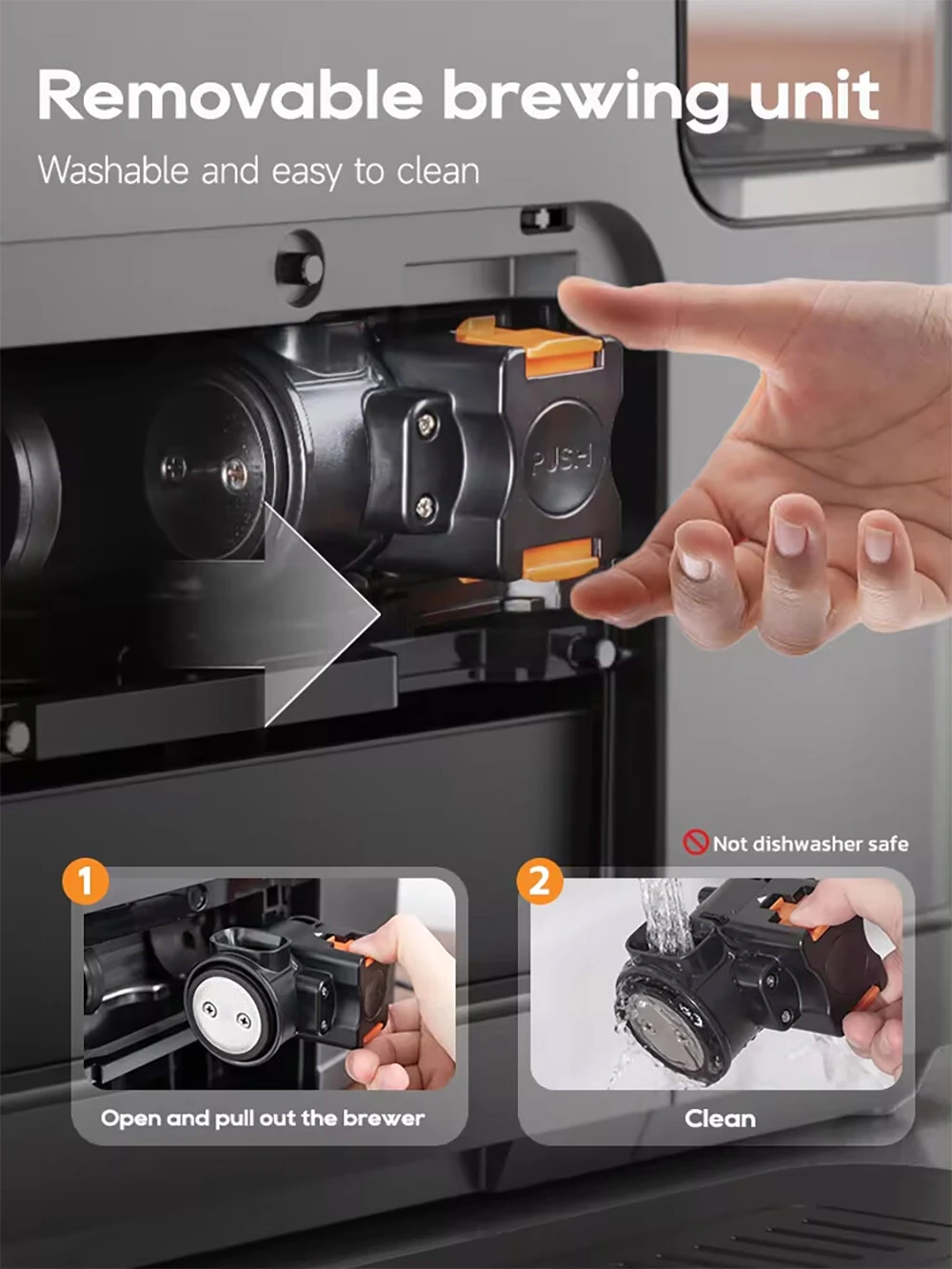 [EU Direct] HiBREW H16 Fully Automatic Espresso Machine Cappuccino Milk System 6 Coffee Varieties Intuitive Touch Display With Grinder