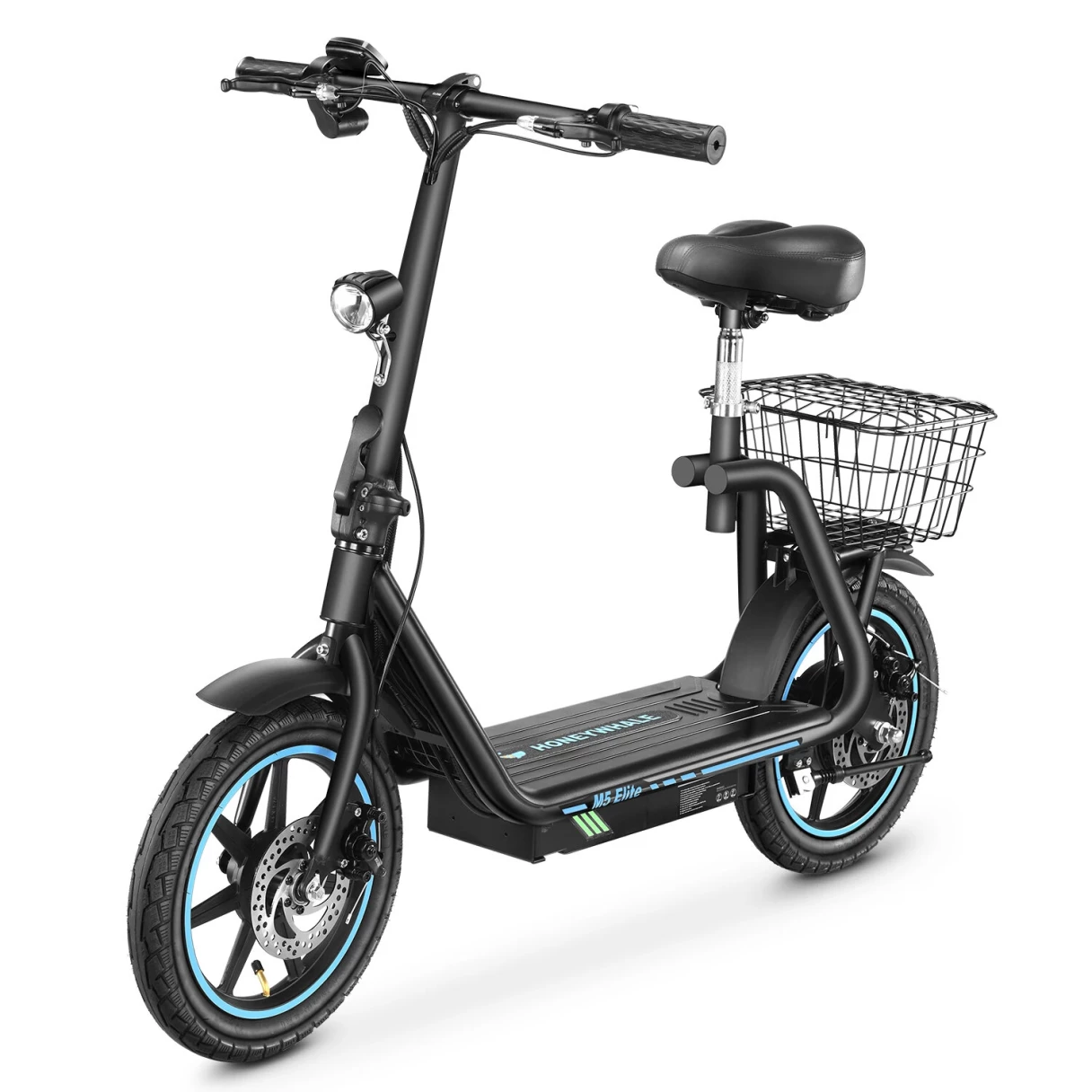 [EU DIRECT] HONEY WHALE M5 Elite Electric Scooter with Seat 500W Motor 48V 13AH Battery 14inch Tires 40-45KM Max Mileage 120KG Max Load HONEYWHALE M5 Elite