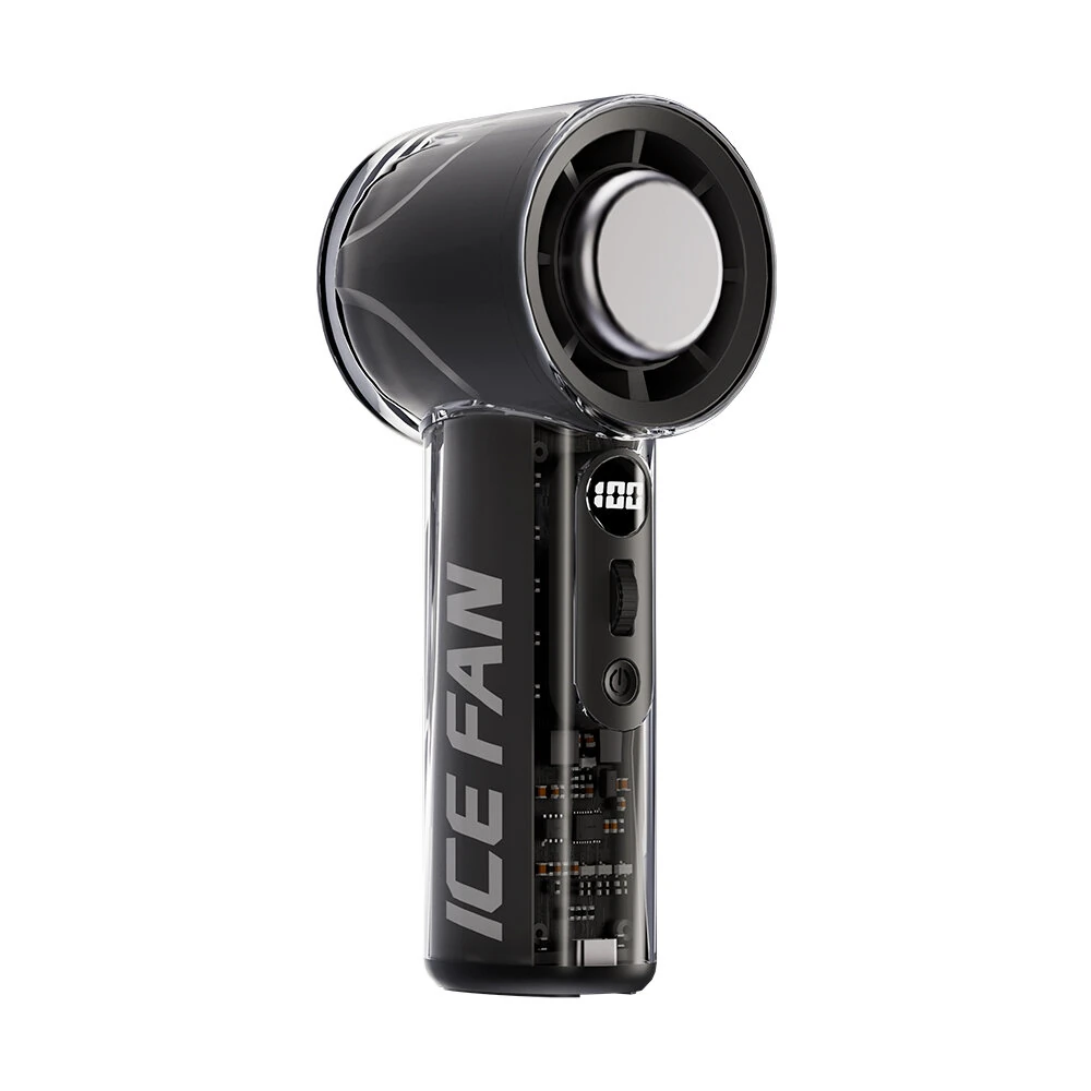 Handheld 100 Wind Speed Ice Cooling Fan  USB Small Desktop Portable Cooling High Speed Long Endurance Fan With LED Digital Display