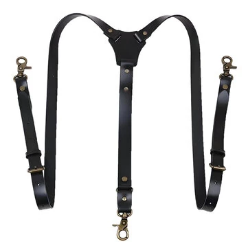 Men's PU Leather Suspenders Retro Style Y back Adjustable Belt Loop 3 Snap Hooks Belt Mens Trousers Braces