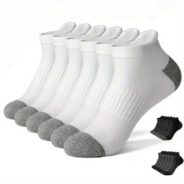 6 Pair Cotton Men Socks Comfy Solid Color Male's Short Sock Summer Cycling Breathable Mesh Running Ankle Socks