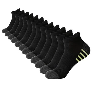 12 Pairs Men's Stripe Ankle Socks Casual Breathable Mesh Soft Comfortable Low Cut Elastic Fitness Sports Short Sock