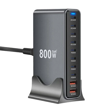[GaN Tech] Bakeey YMX-800W 800W 10-Port USB PD Charger 2USB-A+8USB-C PD QC Fast Charging Desktop Charging Station EU Plug US Plug for iPhone 16 Pro Max 15 14 13 Pro for Huawei Pura X for Xiao