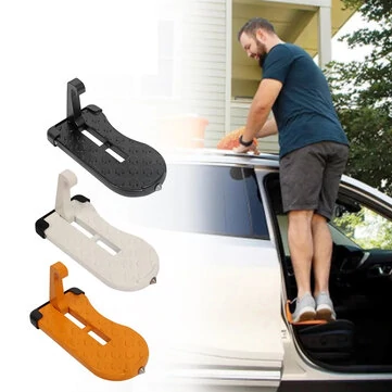 Foldable Car Roof Rack Step with Safety Hammer Car Door Step Latch Hook Universal Auxiliary Walking Car Foot Pedal Aluminium Alloy