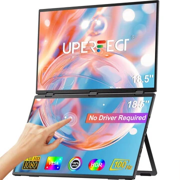 UPERFECT UStation Delta Max 18.5 Inch Folding Touchscreen Dual Screen Portable Monitor for Laptop Screen Extender 1920x1080 Dual Display 360° Flip Down Screen Type-C/Mini HD Interface Display