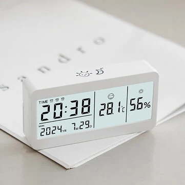 Magnetic Suction LED Simple Clock Back Light Desktop Clock Temperature And Humidity Alarm Clock Decorative Ornaments Silent Small Alarm Clock