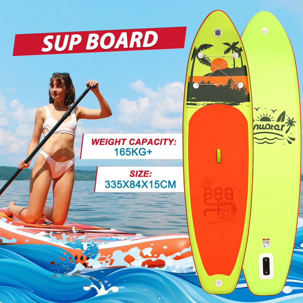 [EU Direct] FunWater 335cm 350cm Large Size Inflatable Stand Up Paddle Board Surfboard Complete Paddleboard Accessories Adjustable Paddle, Pump, ISUP Travel Backpack, Leash, Adult Paddle Board SUPFW27B SUPFW27A SUPFW28A SUPFW28C SUPFW28D