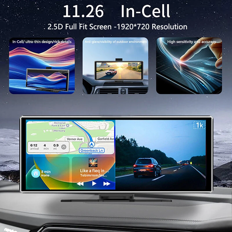 iMars 11.26 inch bluetooth Car MP5 Player 1920x720 IPS HD Large Screen Portable with Carplay WiFi FM Transmission Built-in 1W Speaker GPS Navi