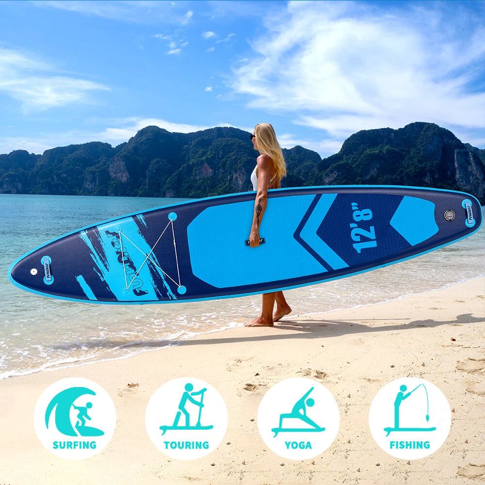 [EU Direct] FunWater 385X85X15CM Inflatable Stand Up Paddle Board SUP Surfboard Complete Paddleboard Accessories Adjustable Paddle, Pump, Travel Backpack, Leash, Waterproof Bag, Adult Paddle Board SUPFW39A,SUPFW39B,SUPFW39C