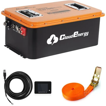[EU Direct] Cloudenergy 36V(38.4V)/ 48V(51.2V) LiFePO4 Battery for Golf Carts & Solar Storage, 60Ah/100Ah/105Ah Capacity, Built-in 200A BMS, with Mobile APP, Touch Monitor and Retention Strap