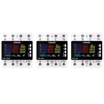 Tuya Wifi Power Energy Meter AC Monitor AC 85-290V 80A 3 Phase 4-wire DIN Rail Over Under Voltage Protector Electricity Meter