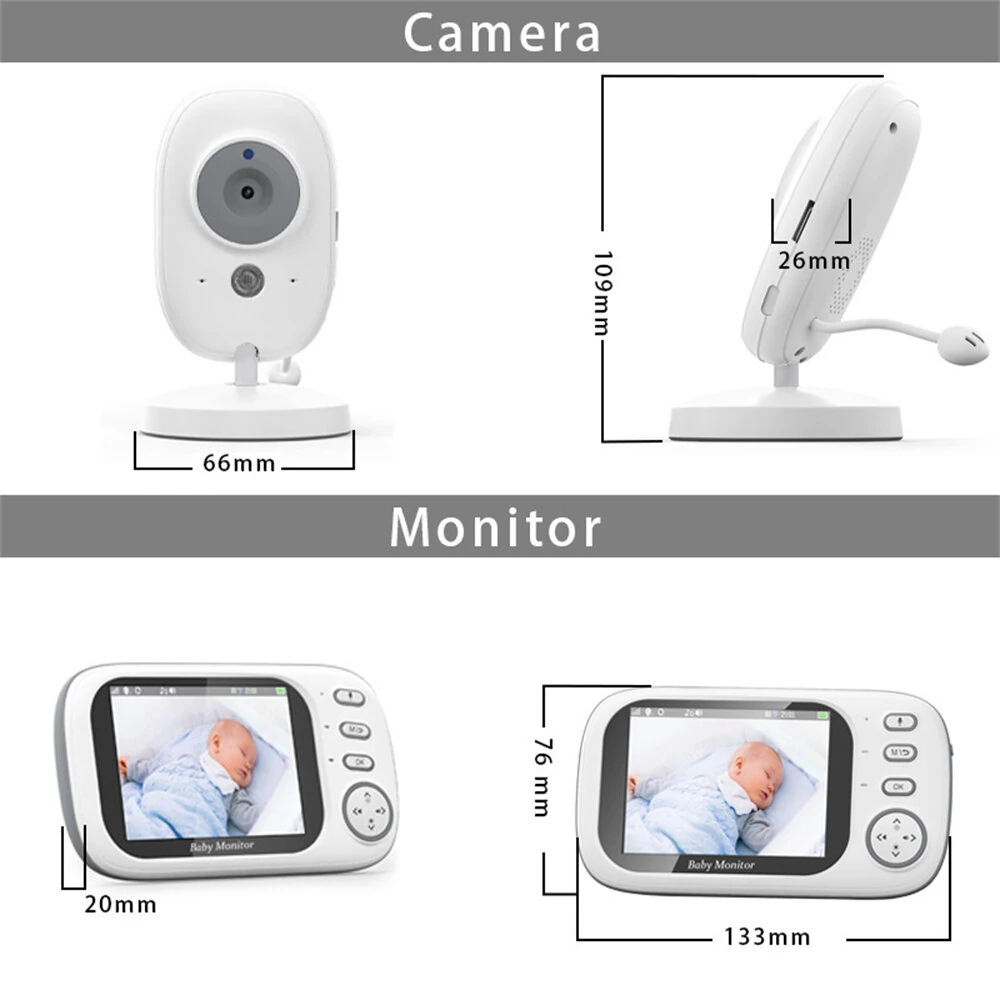 ABM600 3.5 inch Wireless Video Baby Monitor Night Vision Temperature Monitoring Two Way Audio Talk Night Vision Baby Nanny Security Camera