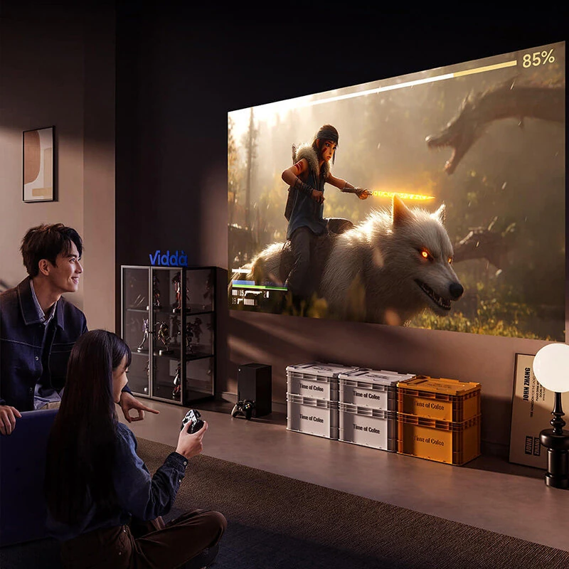 Vidda C3 Ultra 4K Laser Projector 3200 CVIA Lumens MCL39 Tri Color Laser 110% BT.2020 Auto Focus Obstacle Avoidance JBL Sound Dolby Vision HDR10 Gaming Certified Smart Projector with TV Stick