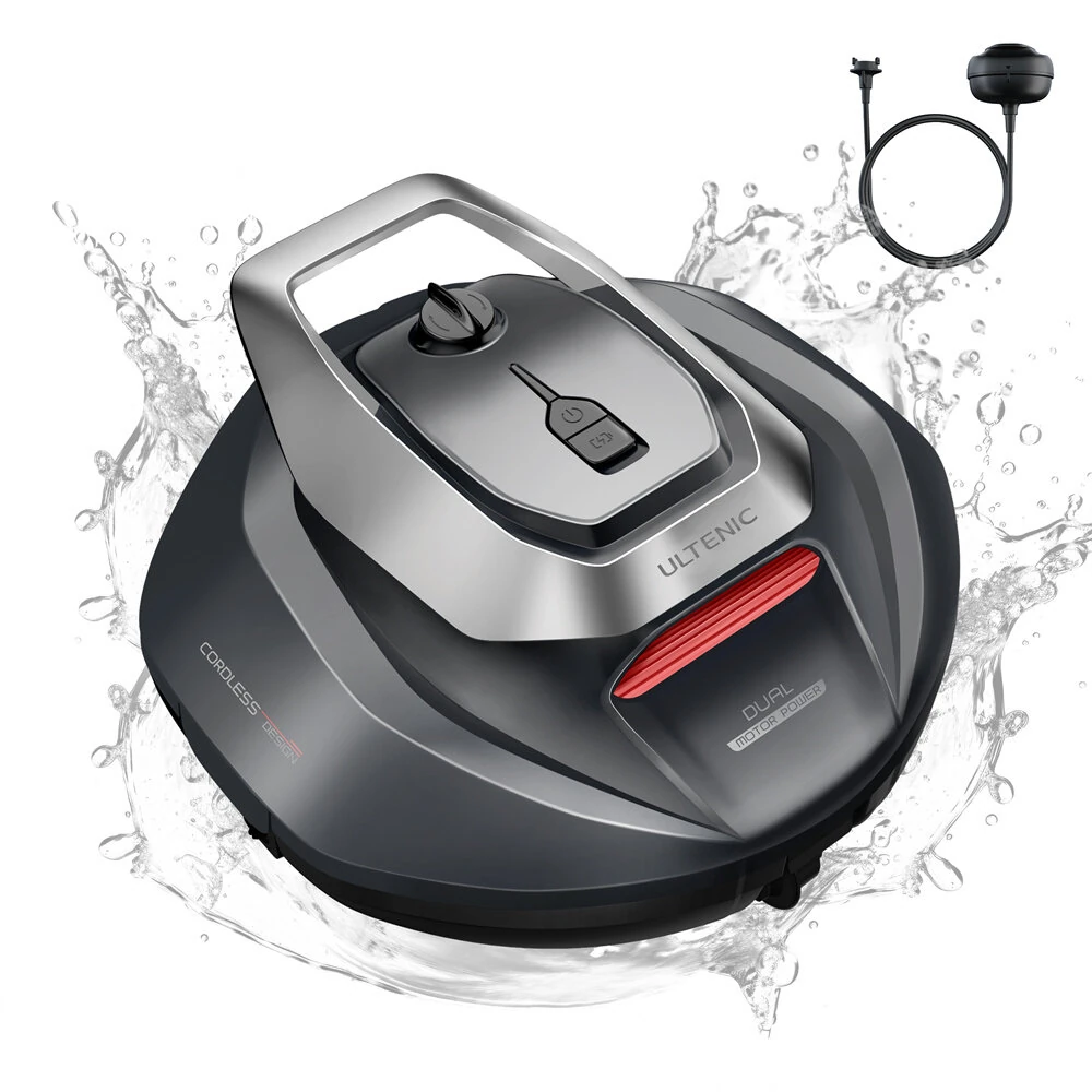 [EU Direct]Ultenic Pooleco 10 Ultenic Robotic Pool Cleaner, Pool Vacuum for Above & In-Ground Pool, 90Mins Runtime Automatic Self-Parking, Dual-Motor Suction, 2.5h Fast Charging, Up to 850 Sq.ft,