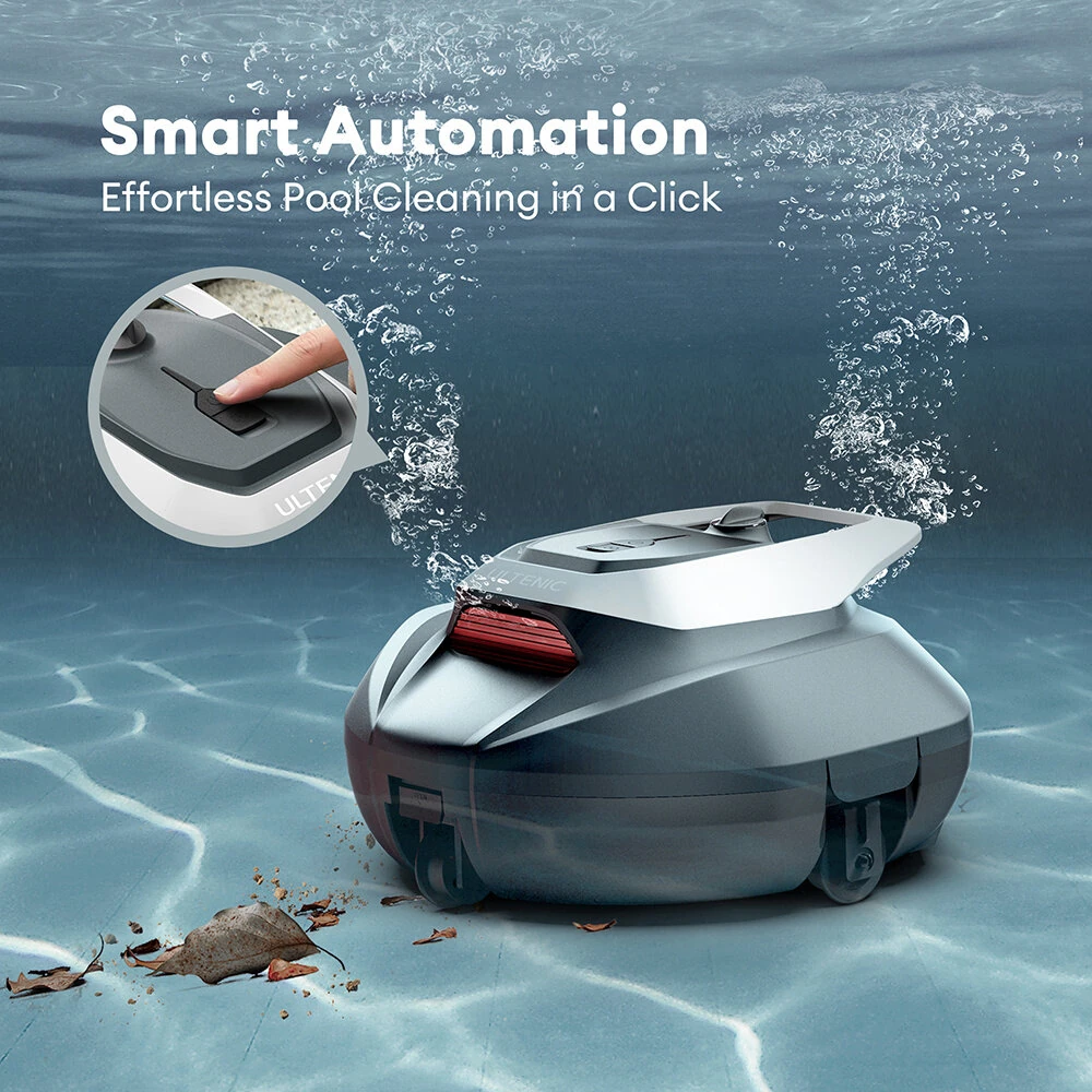 [EU Direct]Ultenic Pooleco 10 Ultenic Robotic Pool Cleaner, Pool Vacuum for Above & In-Ground Pool, 90Mins Runtime Automatic Self-Parking, Dual-Motor Suction, 2.5h Fast Charging, Up to 850 Sq.ft,