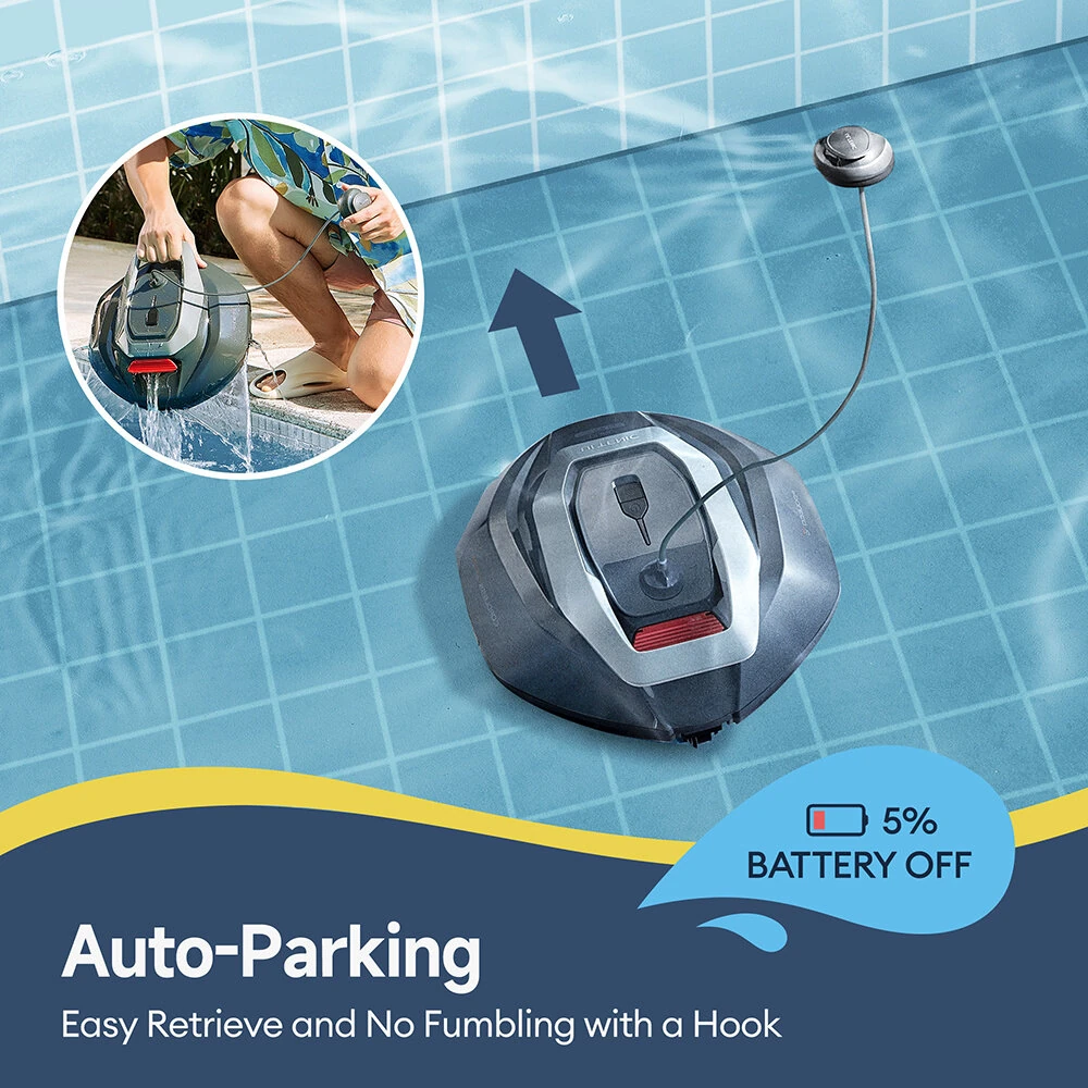 [EU Direct]Ultenic Pooleco 10 Ultenic Robotic Pool Cleaner, Pool Vacuum for Above & In-Ground Pool, 90Mins Runtime Automatic Self-Parking, Dual-Motor Suction, 2.5h Fast Charging, Up to 850 Sq.ft,