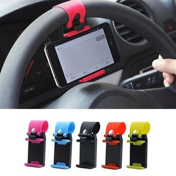 Car Steering Wheel Phone Holder Hook Mount Navigation Adjustable Mobile Phone Bracket Support for iPhone Xiaomi/Samsung Universal