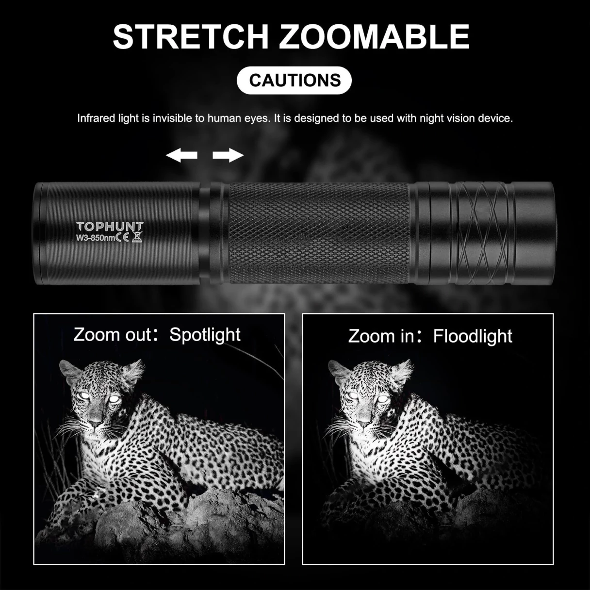 ANEKIM W3 5W LED 850nm 940nm Vcsel Infrared Flashlight IR Torch Zoomable Infrared Illuminator for Night Vision Scope Lights