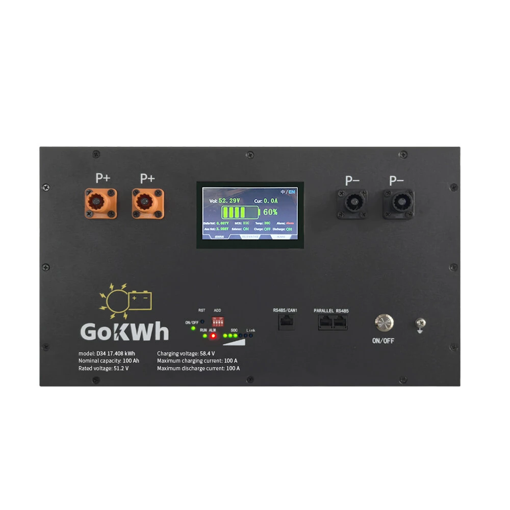 Gokwh 51.2V 340Ah LiFePO4 Lithium Battery Pack Energy Storage Box with Touch LCD Screen