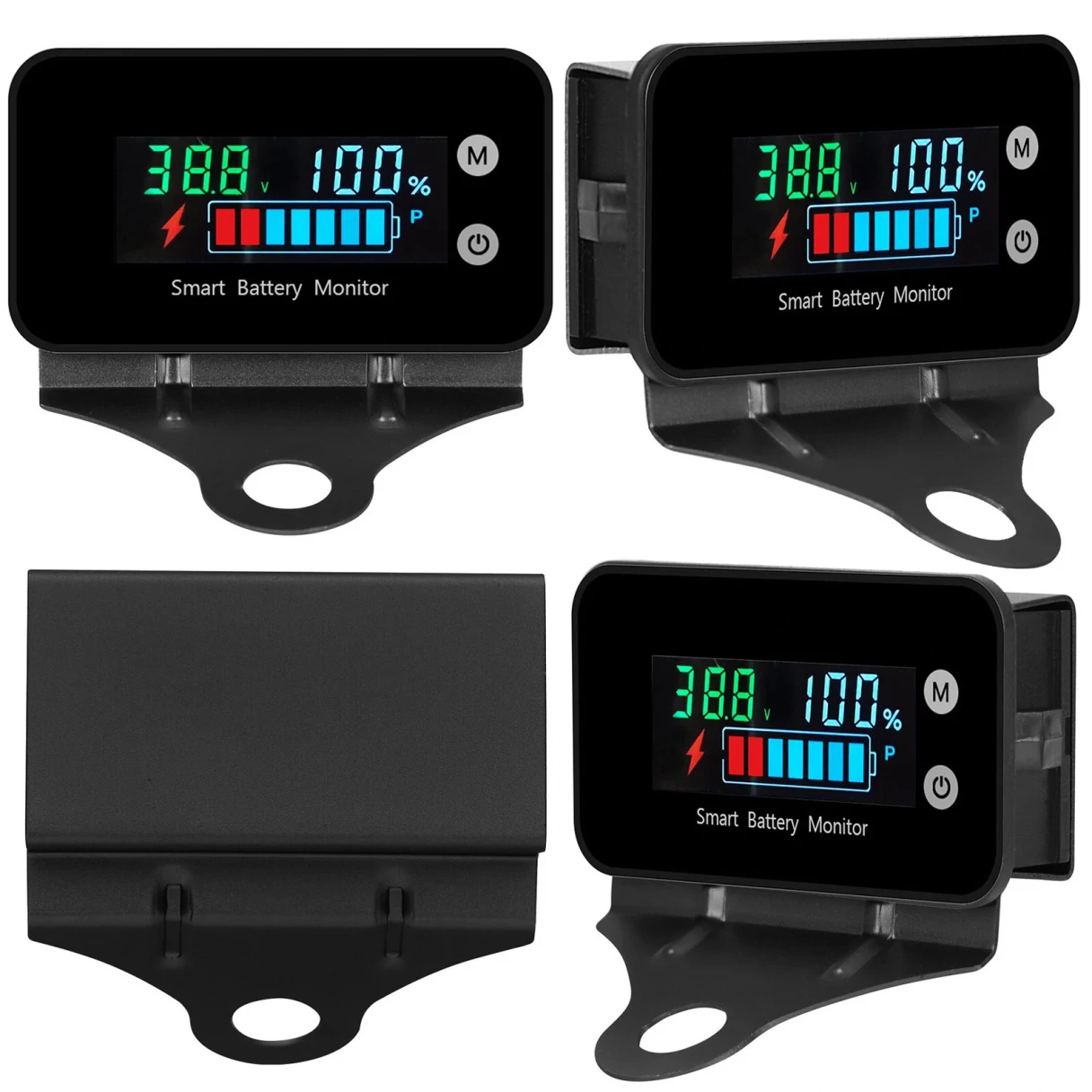 LiFePO4 Lithium Battery Monitor  IPX7 Waterproof with Bracket Color Display 7-100V for Car Motorcycle Golf Cart Meter Digital Battery Capacity Remaining Capacity Percentage Tester with Buzzer Alarm Temperature