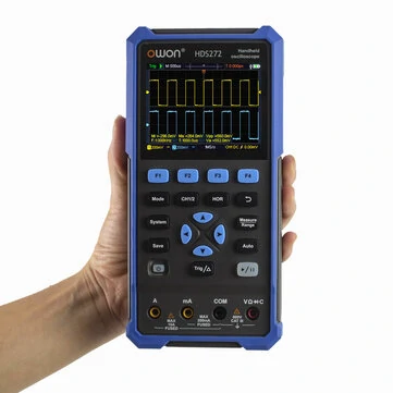 OWON® HDS200 Series 2CH Handheld Oscilloscope 40/70/100MHz Bandwidth 20000 Counts Multiumeter OSC + DMM + Waveform Generator 3 in 1 Suitable for  Automobile Maintenance and Power Test