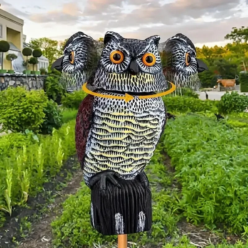 Outdoor Owl Bird Repellent Mouse Deterrent with Electronic Shake Head Feature Generic Realistic 360 Degree Rotating Bird Repellent Owl Decoy Bird Scare Sound and Shadow Control Garden Yard Decor