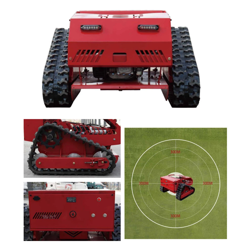 Home Delivery HT550A Remote Control Lawn Mower 550mm Cutting Width Adjustable Height 4-Stroke Engine Up to 45 Degree Slope All Terrain Tracked Mower