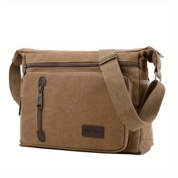 Vintage Canvas Crossbody Bag for Men Adjustable Strap Large Capacity Multi-Layer Zipper Messenger Bags for Outdoor Sports Travel