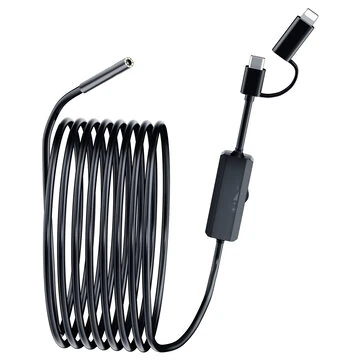 2 in 1 IOS Android 8mm Wired Industrial Endoscope 1m/5m/10m Type-C HD 960P Wired Camera Pipe Inspection Borescope IP67 Waterproof Soft Cord