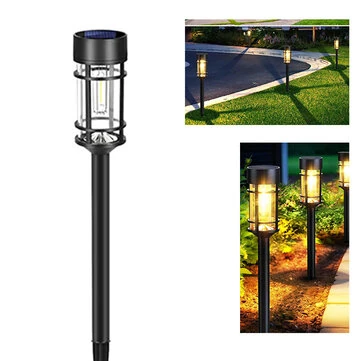 Elfeland Solar Tungsten Filament Lawn Light 21.5" Tall LED Garden Spike Lamp IP65 Waterproof Rechargeable Solar Pathway Lighting