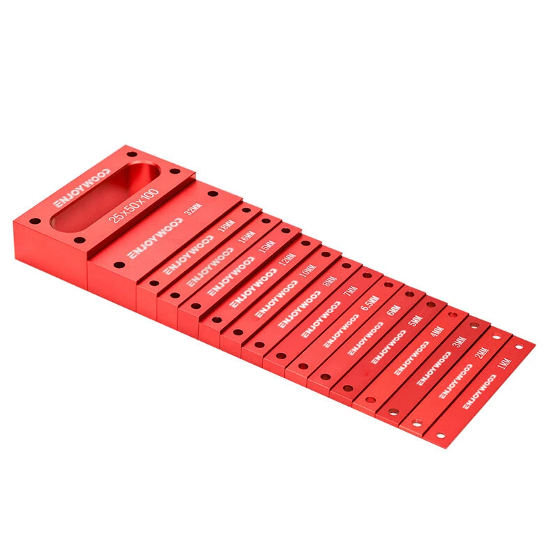 ENJOYWOOD Metric Gauge Blocks Set Aluminum Alloy Precision Measurement Red Color Convenient Storage Set Up Blocks