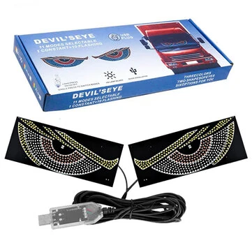 Universal Car Devil's Eye Decorative Light USB 5V Eye Decorative Light With 11 Modes Big Eyes Decorative LED Lamp