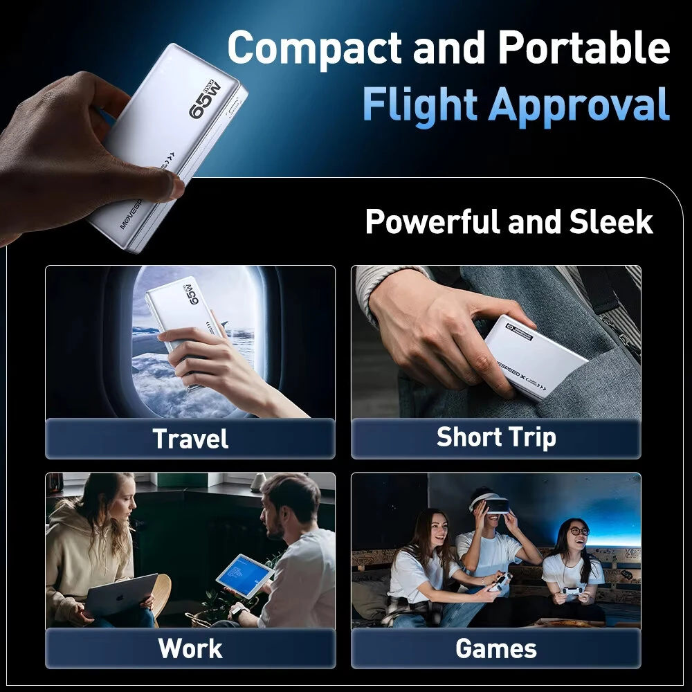 MOVESPEED E20-65 65W 74Wh 20000mAh Power Bank External Battery Power Supply with 2 Inputs & 3 Outputs Support PD3.0/2.0 QC4.0/3.0/2.0 PPS SCP AFC Apple 5V2.4A Fast Charging for iPhone 16 16 Pro 15 14 13 for Huawei Mate XT for Xiaomi 15pro for iPad Pro