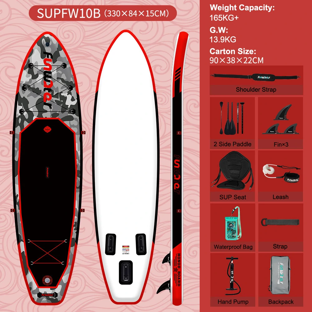[EU Direct] FunWater Inflatable Paddle Board 12~15PSI Maximum Load 150KG Stand Up Portable Surfboard Pulp Board With Chair ,Waterproof Phonecase, Air Pump, Backpack 330*84*15CM SUPFW10B