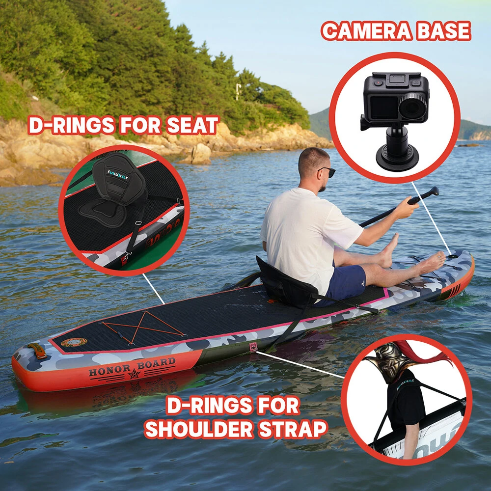 [EU Direct] FunWater Inflatable Paddle Board 12~15PSI Maximum Load 150KG Stand Up Portable Surfboard Pulp Board With Chair ,Waterproof Phonecase, Air Pump, Backpack 330*84*15CM SUPFW10B