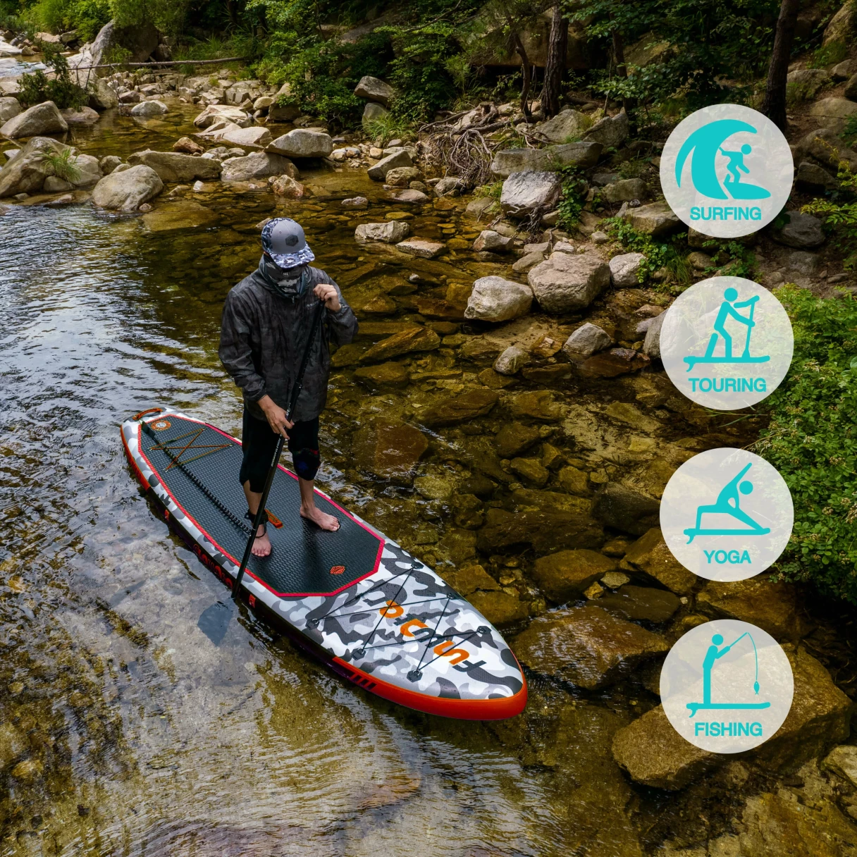 [EU Direct] FunWater Inflatable Paddle Board 12~15PSI Maximum Load 150KG Stand Up Portable Surfboard Pulp Board With Chair ,Waterproof Phonecase, Air Pump, Backpack 330*84*15CM SUPFW10B