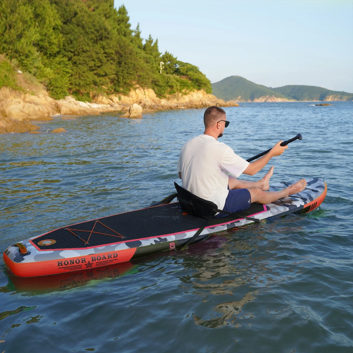 [EU Direct] FunWater Inflatable Paddle Board 12~15PSI Maximum Load 150KG Stand Up Portable Surfboard Pulp Board With Chair ,Waterproof Phonecase, Air Pump, Backpack 330*84*15CM SUPFW10B