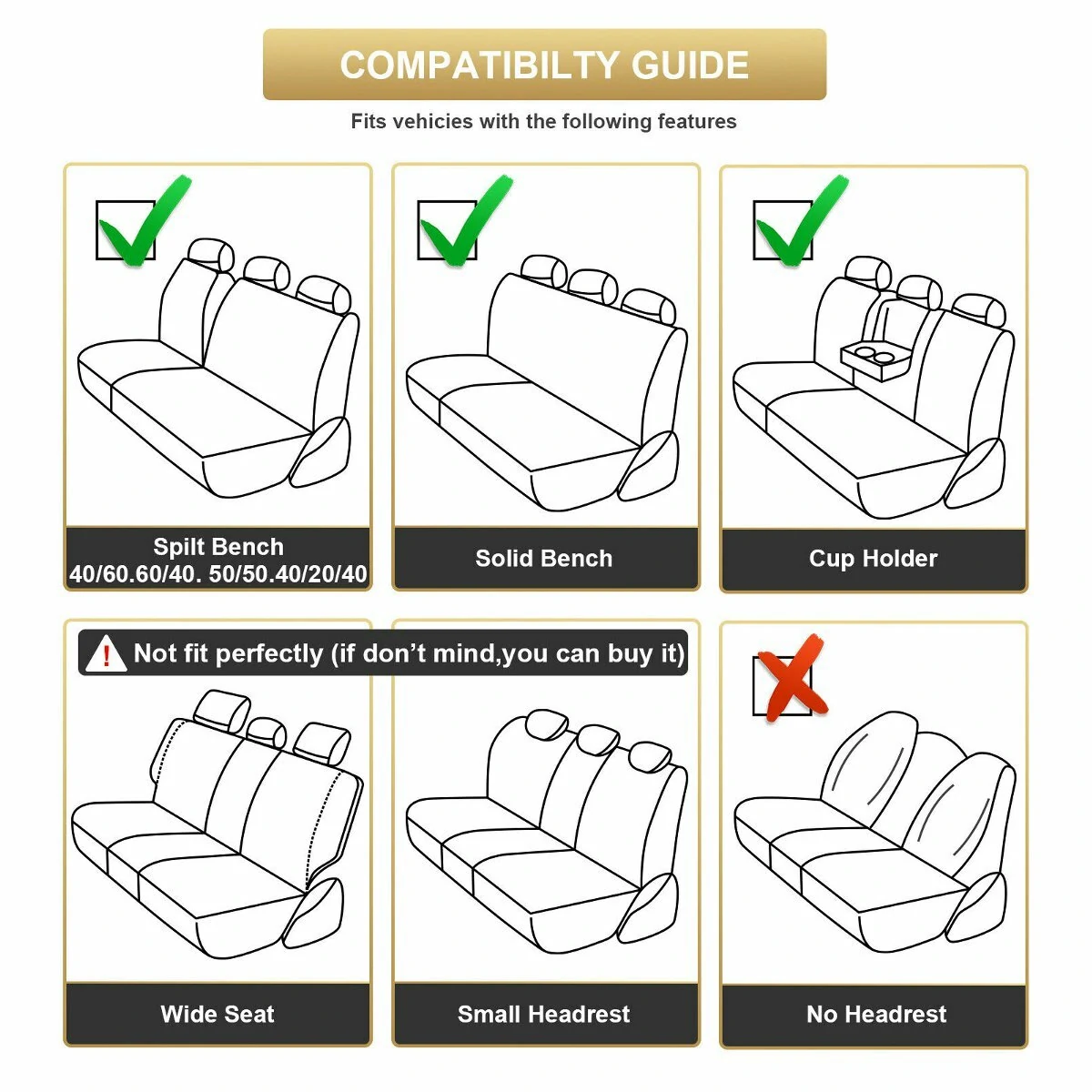 Eluto 5 Seats Car Seat Covers Universal PU Leather Seat Cushion Non-slip Protector Mat