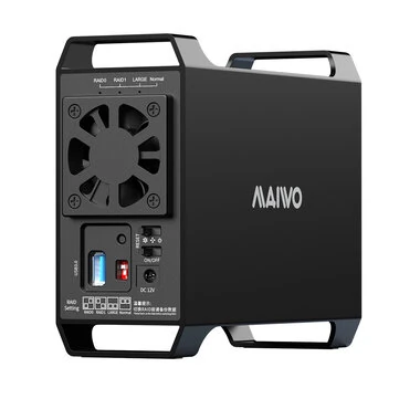 MAIWO Dual Bay 3.5-inch HDD Disk Array Hard Drive Box RAID Array Box SATA To USB 3.0 Disk External Box Four RAID Modes with Fan