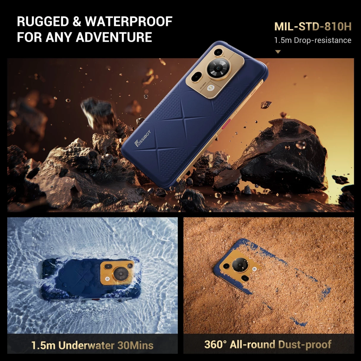 [EU Direct]FOSSiBOT F112 Pro 5G 6.88 inch 24GB 256GB 7150mAh 50MP Camera Android 14 NFC Dimensity 6300 Octa Core IP68 IP69K Waterproof 4G Rugged Smartphone