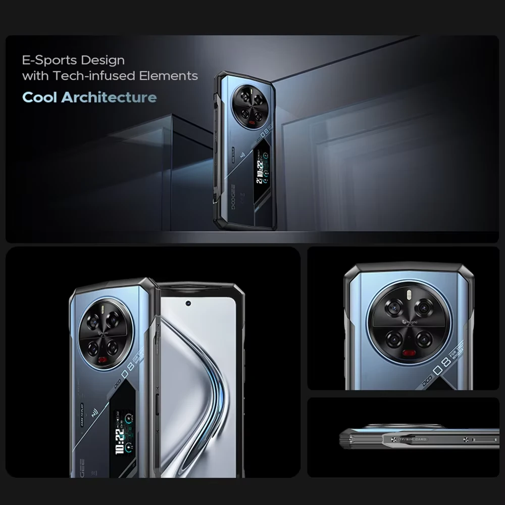 DOOGEE V40 Pro 5G 1.47 inch Rear Display 36GB 512GB 200MP Quad Camera Night Vision Dimensity 7300 6.78 inch 120Hz 8680mAh 33W Fast Charge WiFi 6 NFC IP68 IP69K Waterproof Octa Core Rugged Smartphone
