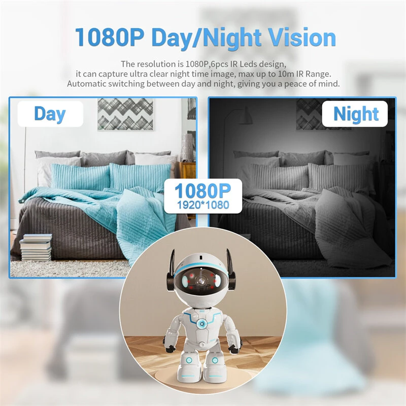 ESCAM PT205 5G Dual Wifi Smart Robot Wireless PTZ AI Automatic Tracking Motion Detection Camera Two-way Audio Night vision Hieasy APP