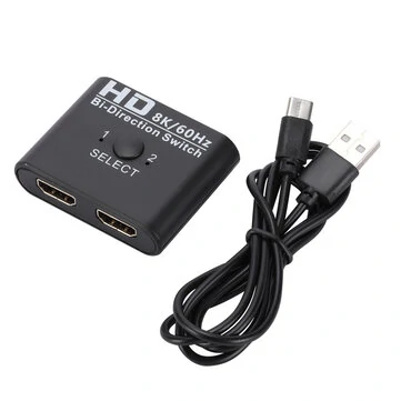 8K@60Hz Bi-Direction HDMI-Compatible Switch Splitter 1×2/2×1 HDMI-Compatible Switcher 2 in 1 Out/1 in 2 Out Switcher Adapter for PS4/3 TV Box